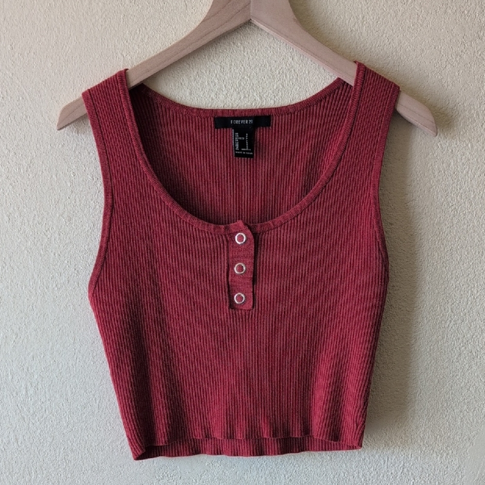 EUC Forever 21 Orange Ribbed Crop Tank Top